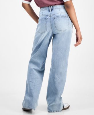 Juniors' High Rise Baggy Wide-Leg Curvy Jeans