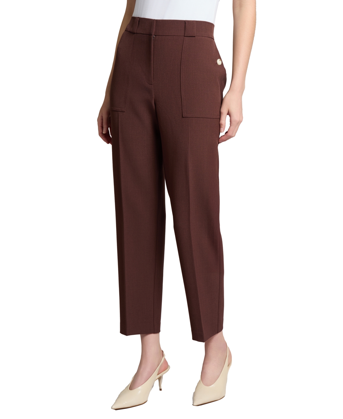 Jones New York Fly Front Patch Pocket Straight Ankle Pant