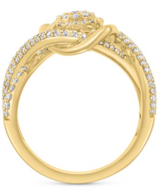EFFY&reg; Diamond Swirl Halo Statement Ring (3/4 ct. t.w.) in 14k Yellow Gold