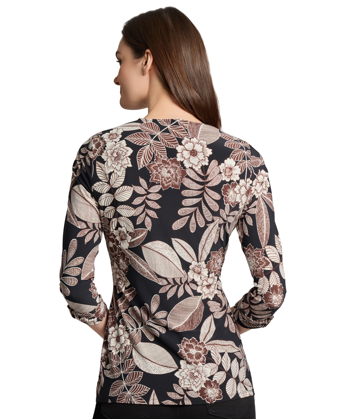 Jones New York Floral D-ring Wrap Top