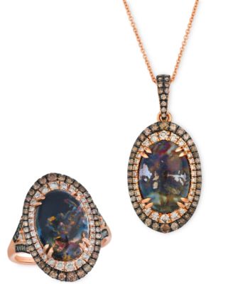 Aquadite (4 ct. t.w.) Nude Diamond (1/3 ct. t.w.) & Chocolate Diamond (3/8 ct. t.w.) Pendant Necklace Set in 14k Rose Gold, 20"