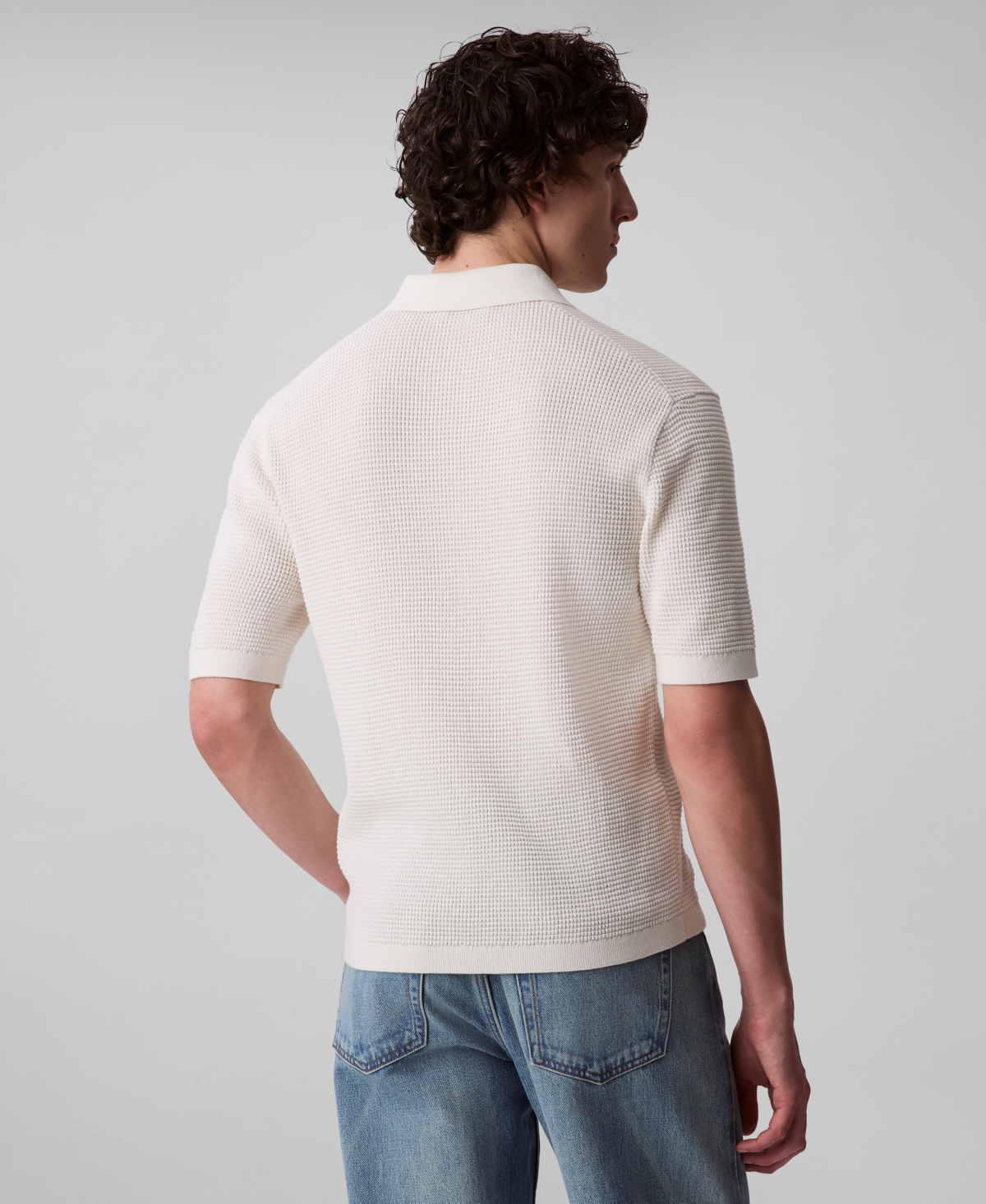 Calvin Klein Men's Smooth Cotton Waffle Polo Shirt