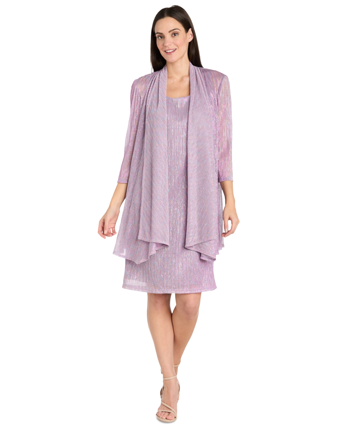 Women's Metallic Crinkle 2-Pc. Dress - Orchid