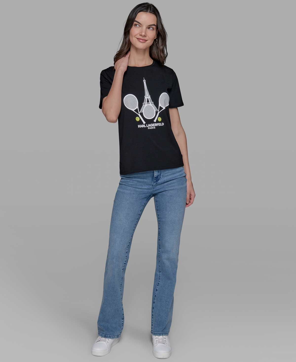 Shop Karl Lagerfeld Petite Tennis Racquet Crewneck Tee