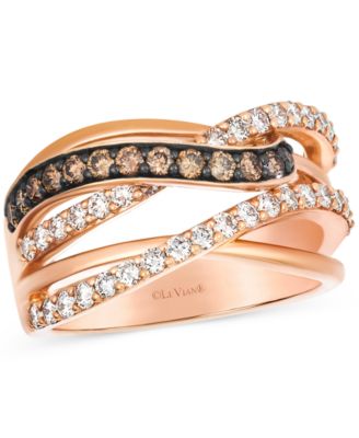 Nude Diamond & Chocolate Diamond Multi-Row Crossover Ring (1 ct. t.w.) in 14k Rose Gold