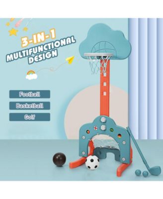 3-in-1 Kids Adjustable Basketball Hoop Set with Balls