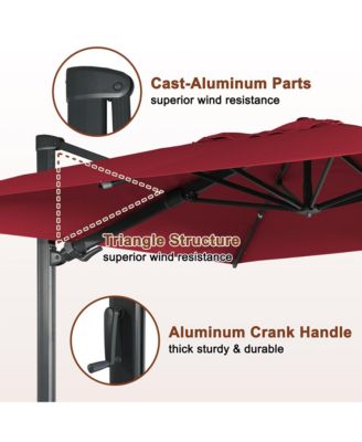 10ft Suqare 360 Degree Rotation Cantilever Umbrella w/ Weight Base Included