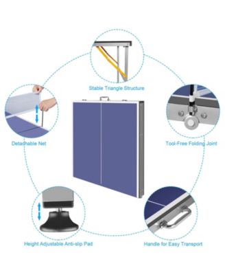 6 ft. Mid-Size Foldable Table Tennis Table Ping Pong Table Set with Net, 2 Paddles and 3 Balls for Indoor Outdoor