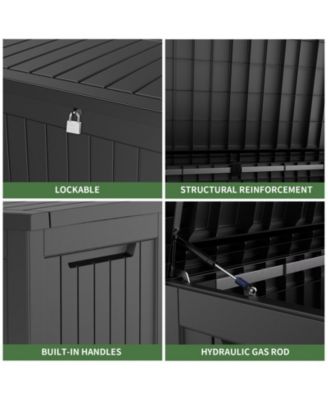 230 Gal. Black Resin Outdoor Storage Deck Box, Waterproof Large Outdoor Storgae Box