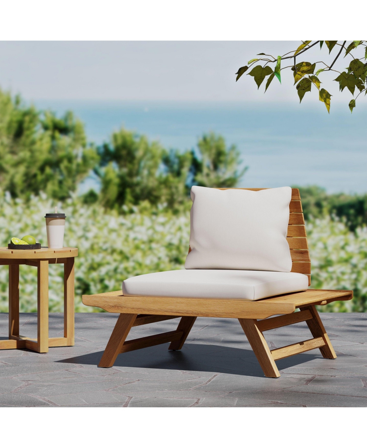 Outdoor Acacia Wood Club Chair