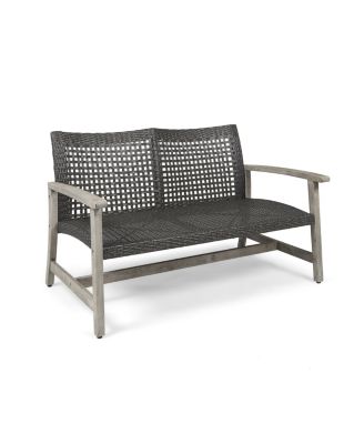 Classic 52 in. Wicker Outdoor Loveseat Features Acacia Wood Frame