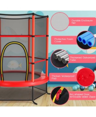 55 Inch Kids Recreational Trampoline Bouncing Jumping Mat with Enclosure Net