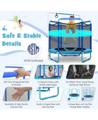 5 Feet Kids 3-in-1 Game Trampoline with Enclosure Net Spring Pad