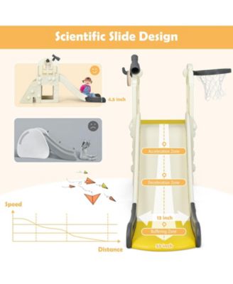 6-in-1 Toddler Climber Slide Playset with Basketball Hoop