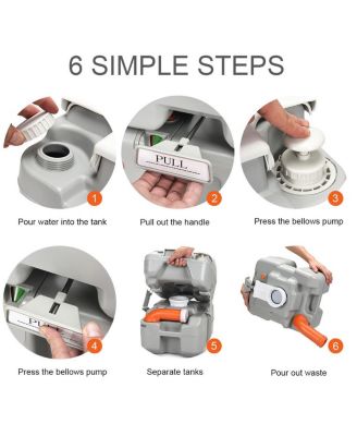 5.3 Gallon Portable Travel Toilet Outdoor Camping Toilet w/ Piston Pump Flush