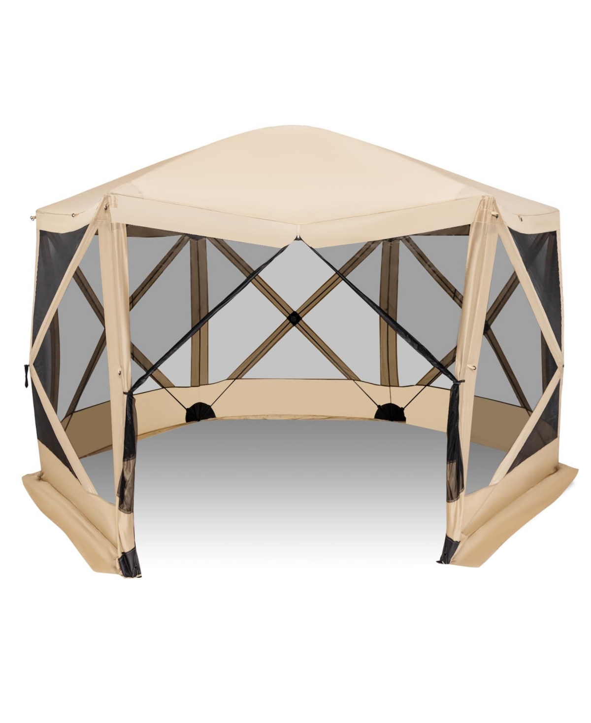11.5 X 11.5 Ft Pop-up Screen House Tent with Portable Carrying Bag - Beige