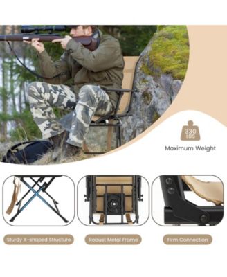 Foldable Swivel Patio Chair with Armrest and Mesh Back