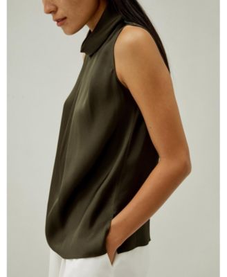 Women's Asymmetrical Sleeveless Cowl Neck Top