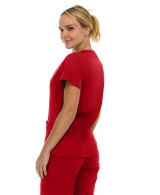 Women's Eleanor 3-Pocket Stretch V-Neck Scrub Top Shocking Pink Medium