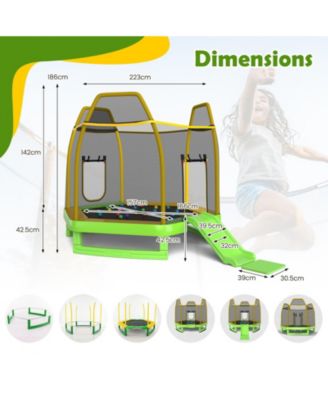 7 Feet Trampoline with Ladder and Slide for Indoor and Outdoor