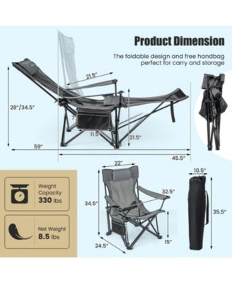 Camping Lounge Chair with Detachable Footrest Adjustable Backrest