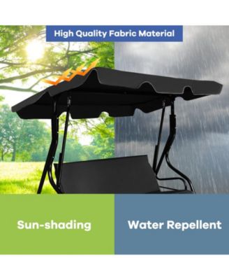 3 Seat Outdoor Patio Canopy Swing with Cushioned Steel Frame