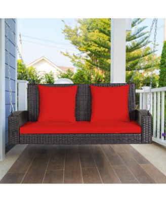 2-Person Patio Rattan Porch Swing with Cushions