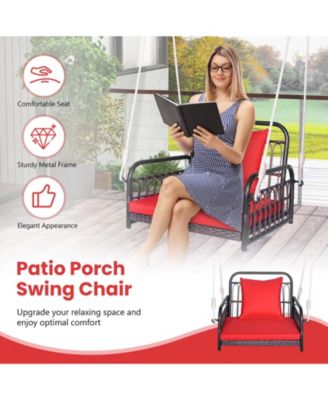 Patio Rattan Porch Swing Hammock Chair with Seat Cushion