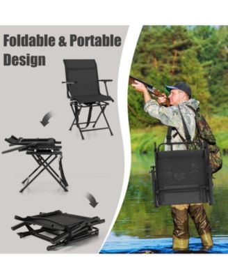 Foldable Swivel Patio Chair with Armrest and Mesh Back