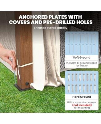 12 x 10 Feet Outdoor Patio Gazebo with Netting and 2-Tier Canopy Roof