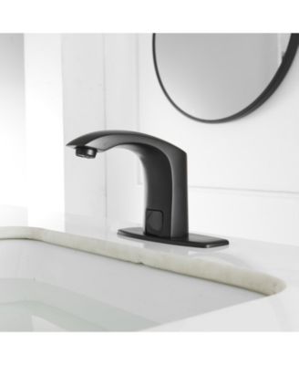 Automatic Sensor Touchless Bathroom Sink Faucet With Deck Plate & Pop Up Drain In Polished Chrome