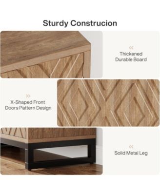 Sideboard Buffet Cabinet with Storage, 57.5" Farmhouse Coffee Bar Cabinet with 4 Doors & Shelves, Set of 2 Wood Credenza Buffet Table