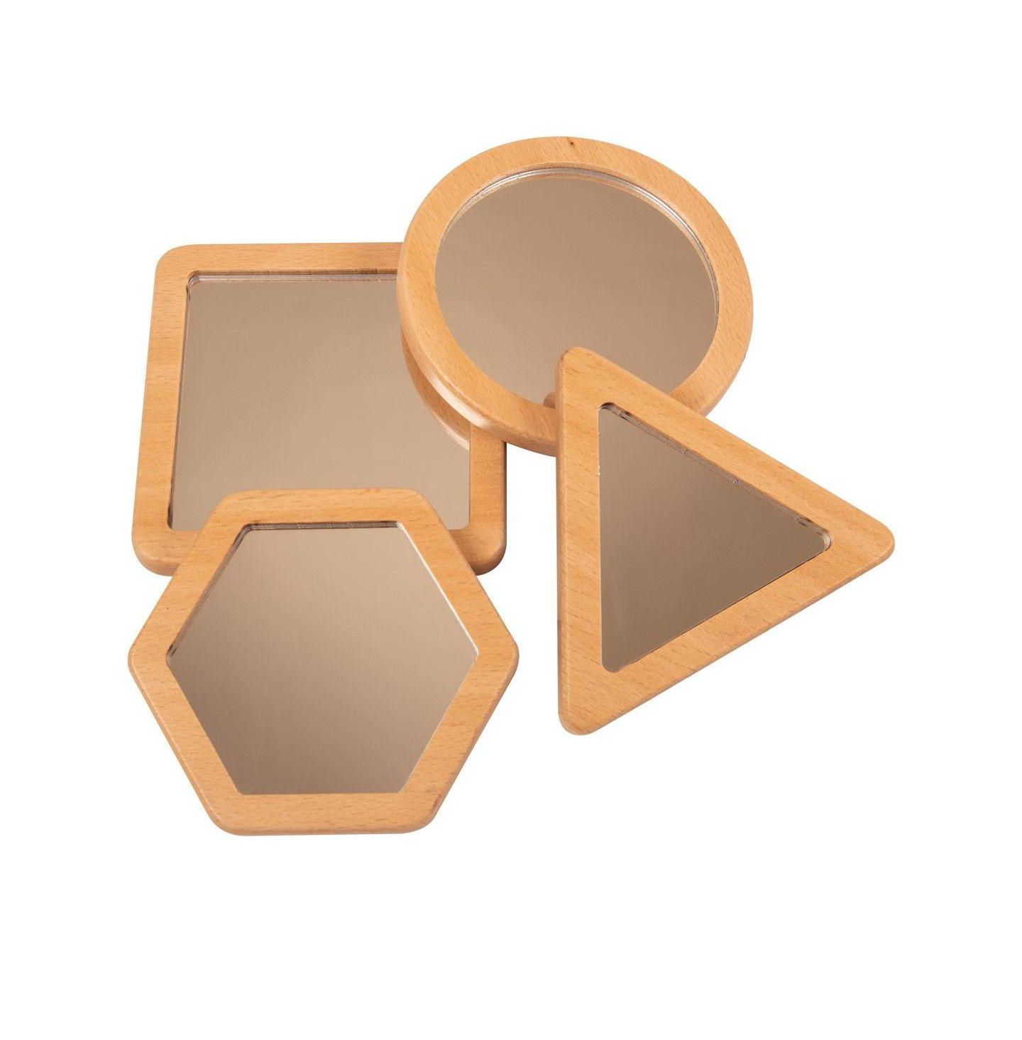 Детские игрушки Yellow Door Little Looking Shape-Recognition 4-Piece Mirrors, Ages 10 Months+, цвет: Бежевый / Хаки — фото 1