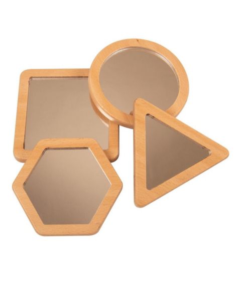 Детские игрушки Yellow Door Little Looking Shape-Recognition 4-Piece Mirrors, Ages 10 Months+, цвет: Бежевый / Хаки