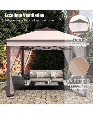11 x 11 Feet 2-Tier Pop-Up Gazebo Tent Portable Canopy Shelter Carry Bag Mesh