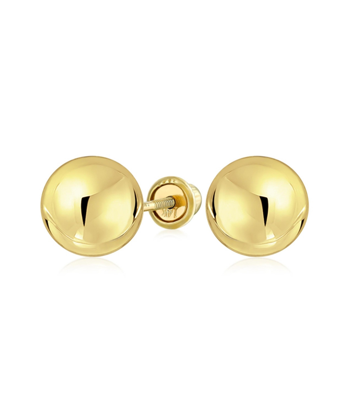 Bling Jewelry Classic Minimalist Tiny Simple Round Ball Yellow 14K Real Gold Ball Stud Earrings Screw Back