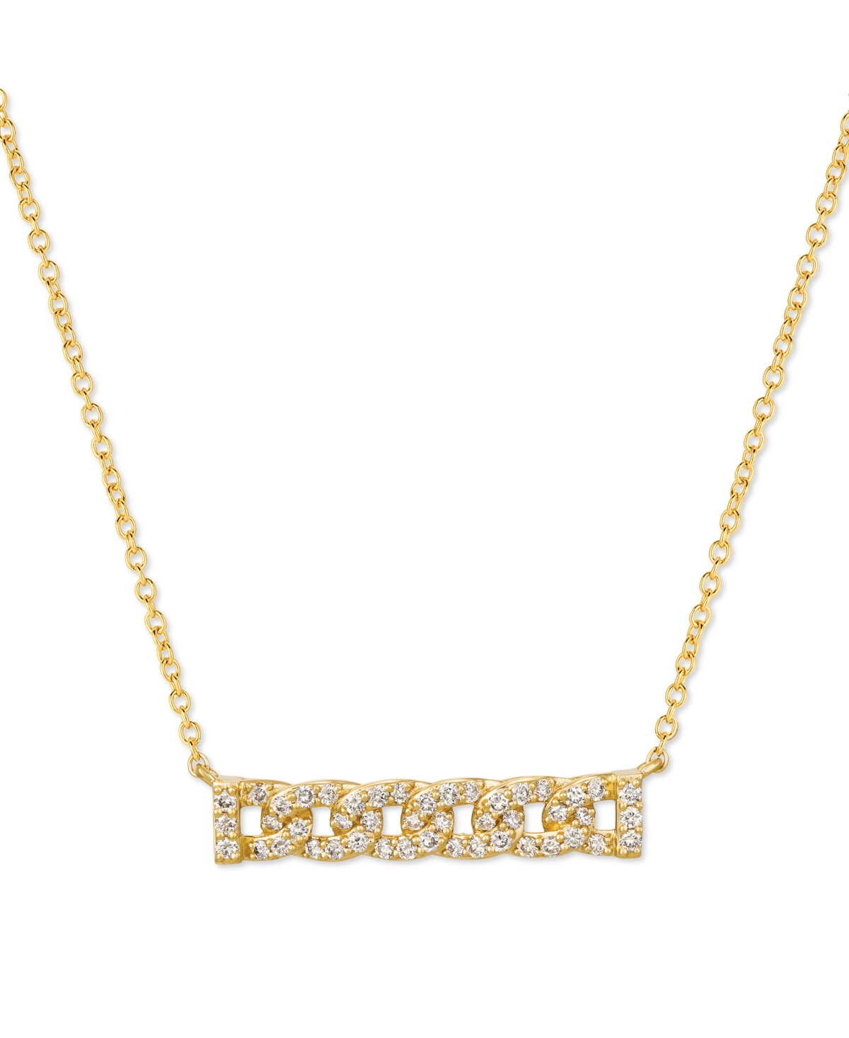 Nude Diamond Chain Link Bar Adjustable 18" Pendant Necklace (1/2 ct. t.w.) in 14k Gold - Yellow Gold