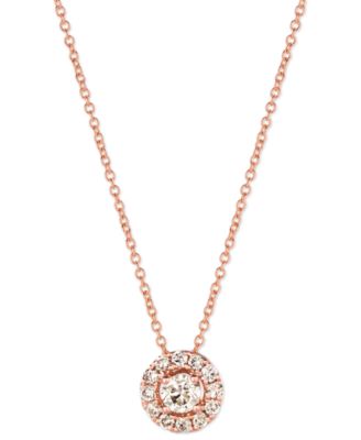 Le Vian - Nude Diamond Halo Adjustable 20" Pendant Necklace (1/2 ct. t.w.) in 14k Rose Gold