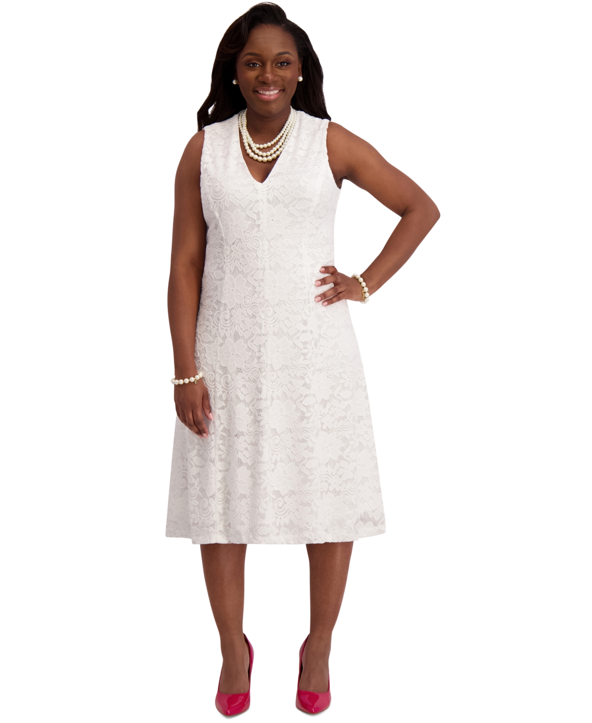 Kasper Women's Sleeveless Fit & Flare Dress, Regular & Plus Sizes In White