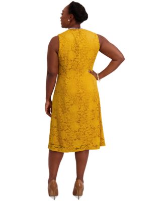 Women's Sleeveless Lace Fit & Flare Dress, Regular & Plus Sizes 