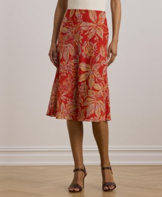 Women's Floral Crinkle Georgette Midi Skirt