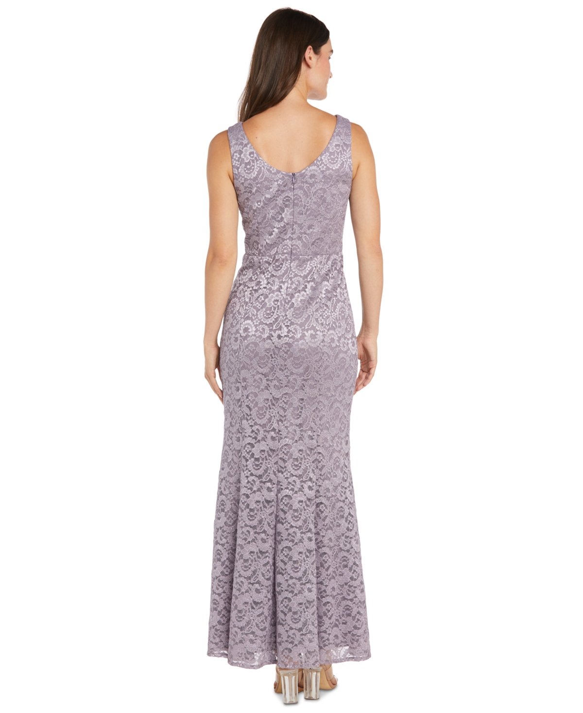 R & M Richards Petite 2-pc. Metallic-lace Gown & Jacket Set In Gray