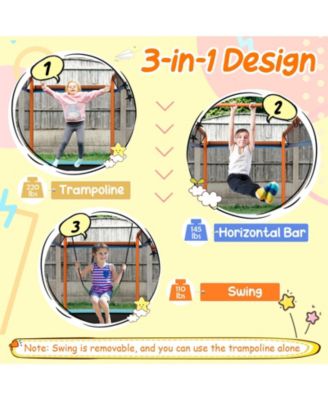 6 Feet Rectangle Trampoline with Swing Horizontal Bar and Safety Net