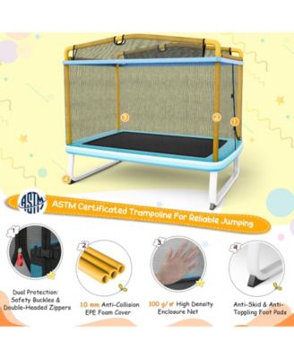 6 Feet Rectangle Trampoline with Swing Horizontal Bar and Safety Net