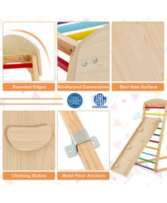 6-in-1 Jungle Gym Wooden Indoor Playground with Double-Sided Ramp and Monkey Bars