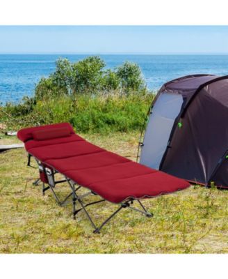 Folding Retractable Travel Camping Cot with Mattress and Carry Bag