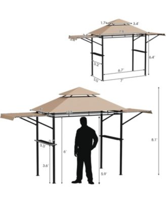13.5 x 4 Feet Patio BBQ Grill Gazebo Canopy with Dual Side Awnings