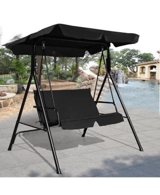 2 Person Weather Resistant Canopy Swing for Porch Garden Backyard Lawn