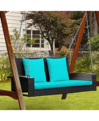 2-Person Patio Rattan Porch Swing with Cushions