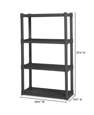Plastic Indoor Outdoor 4 Shelf Durable Shelving Unit, Gray, 2 Pack